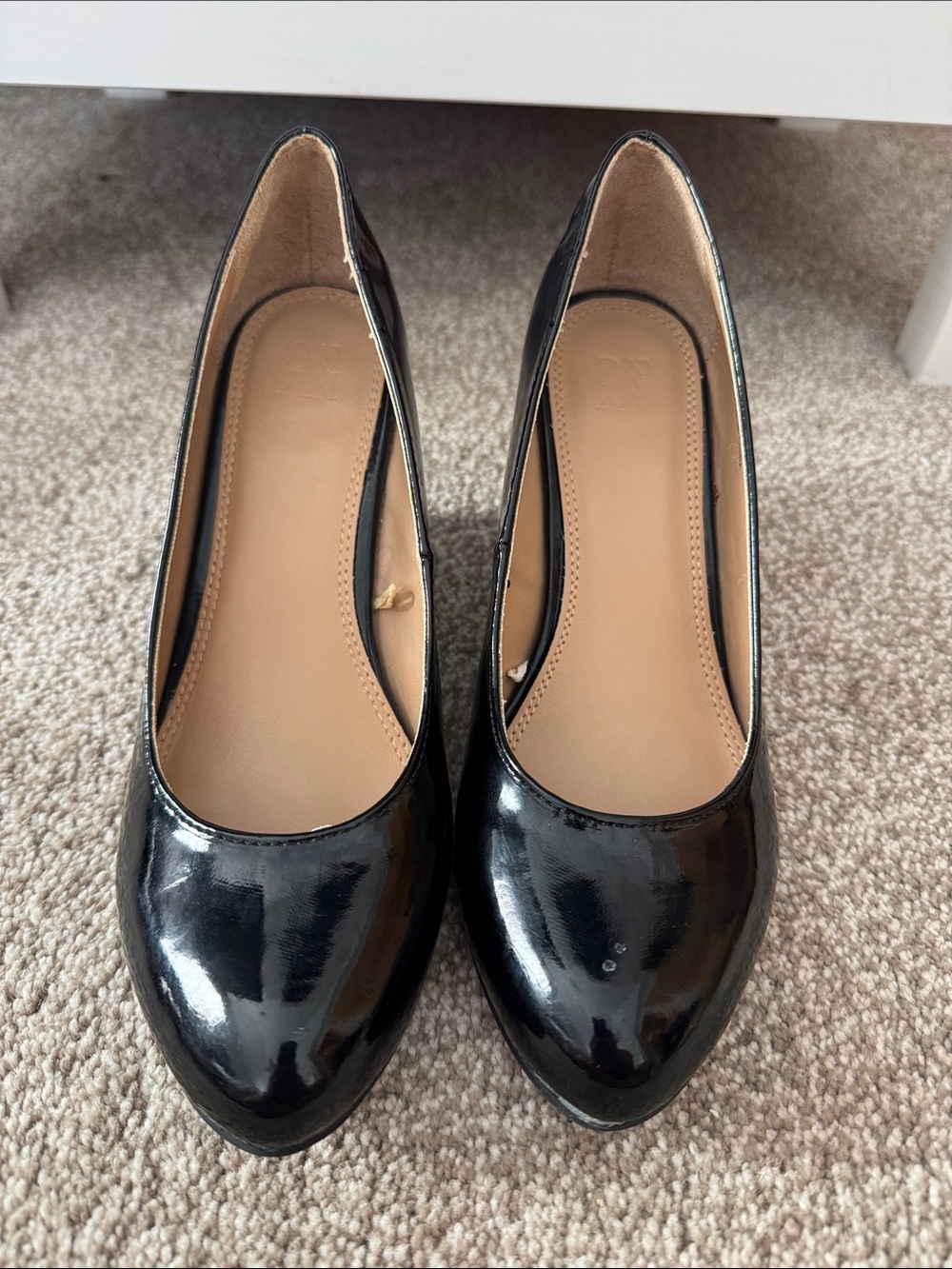 New York & Company Black Patent Wedge Pumps